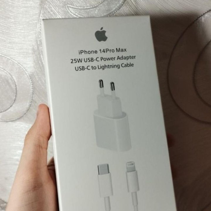 Комплект блок + кабель быстрой зарядки 25W USB-C t