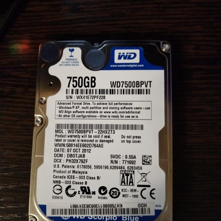 HDD WD BLUE 750GB на запчасти