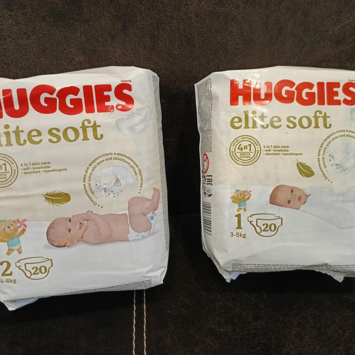 Подгузники Huggies elite soft 1, 2