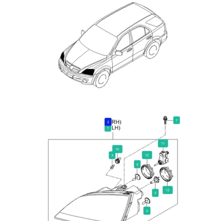 Фара правая Kia Sorento 2006-2009 92102-3E510