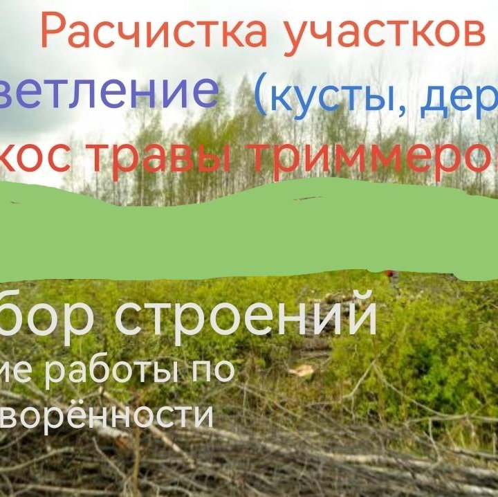 Вырубка деревьев покос травы триммером