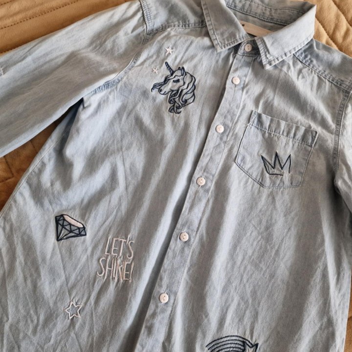 Рубашка для девочки под джинсу р.140
