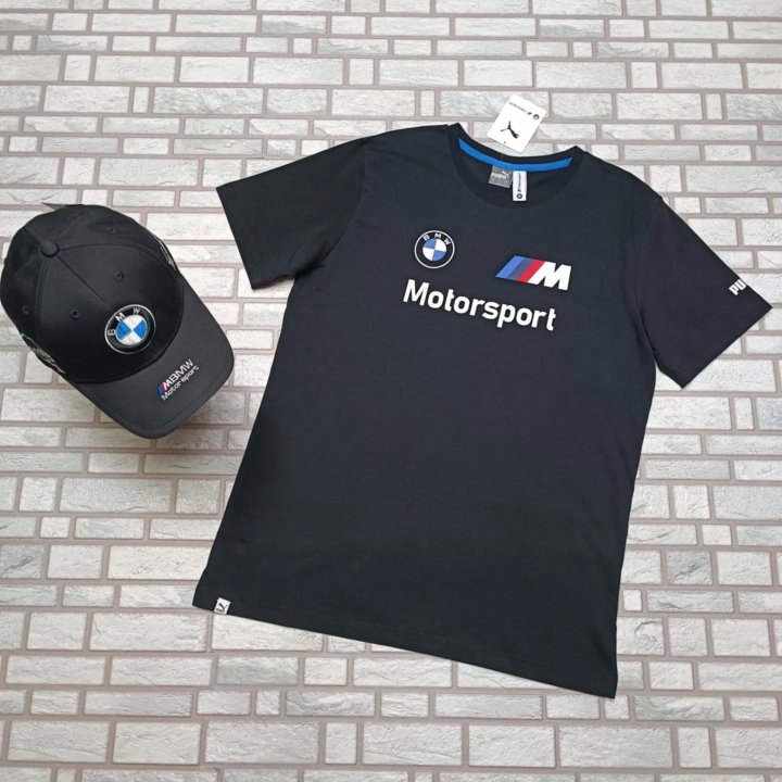 Чёрная мужская футболка puma BMW Motorsport