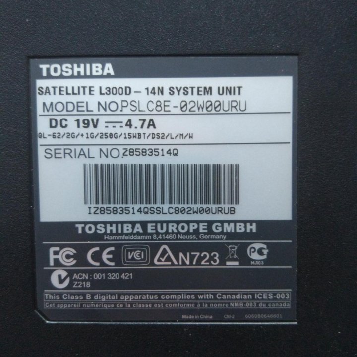 Ноутбук Toshiba Satellite L300D - 14N