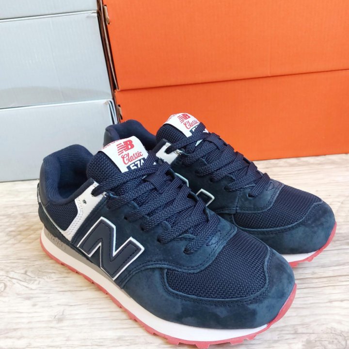 Кроссовки NEW BALANCE 574 синие замша