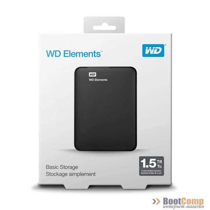 Жесткий диск внешний 1.5Tb 2.5” WD Elements Portable WDBU6Y0015BBK-WESN