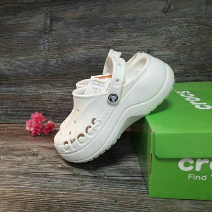 Crocs женские сабо платформа артикул 208186 белый