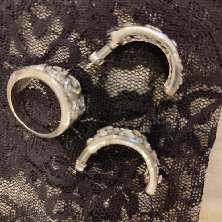 Комплект: кольцо и серьги