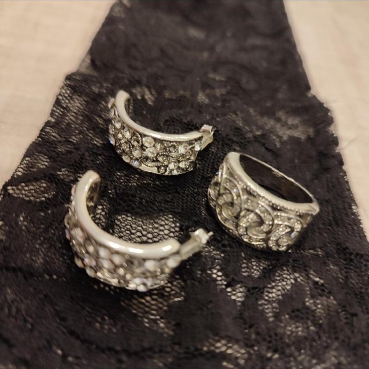 Комплект: кольцо и серьги