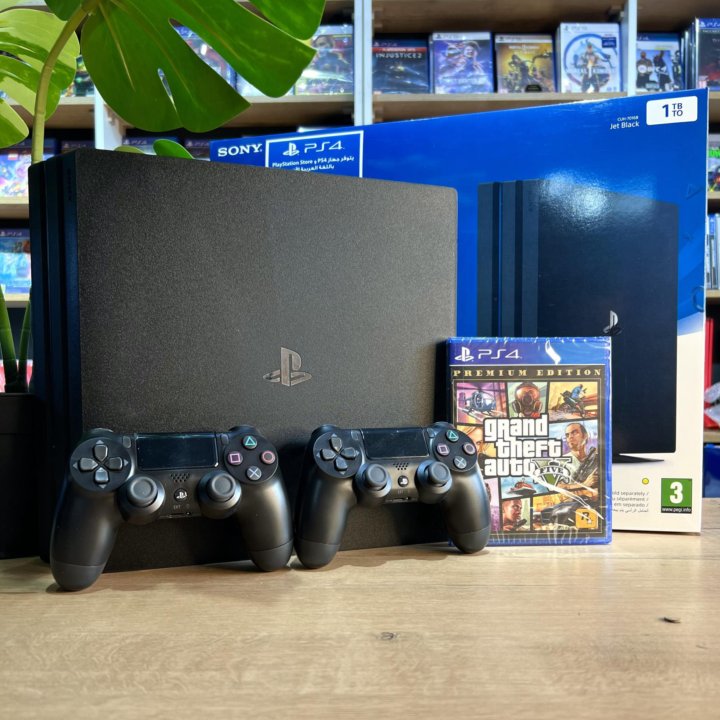 Sony PlayStation 4 PRO 1TB + Два джойстика + GTA5