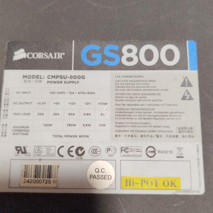 Новый блок с хранения Corsair GS800 на 800Вт