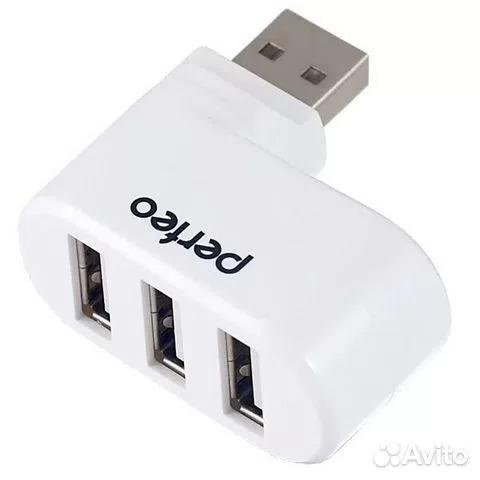 USB-хаб Perfeo 3 Порта, поворотный, белый