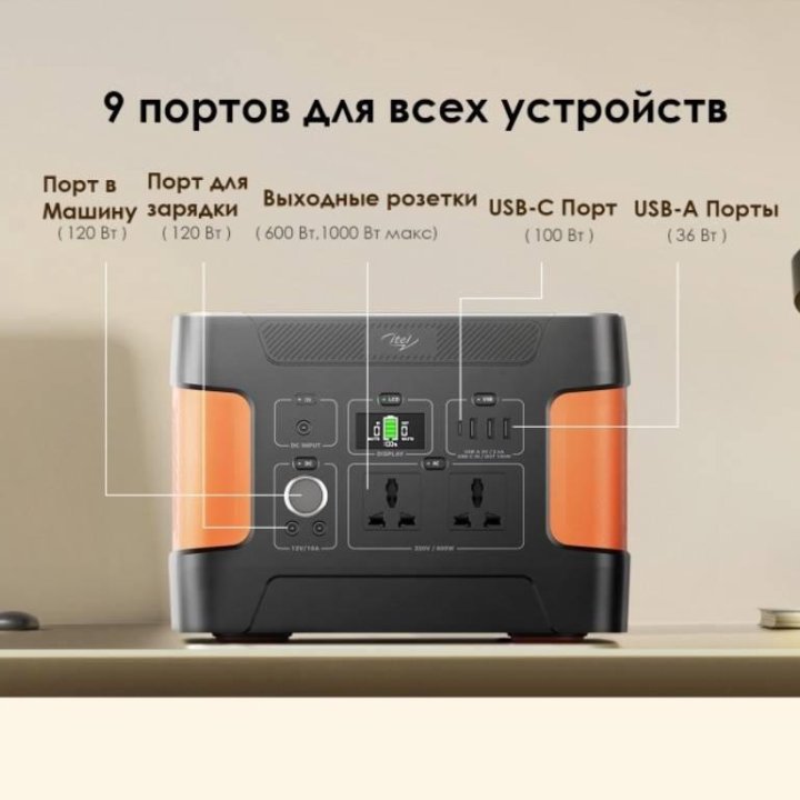 Портативная электростанция itel 150Aч 544Wh 600Вт