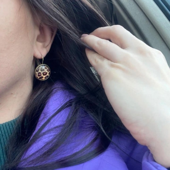 Серьги ❤️ принт Леопард 