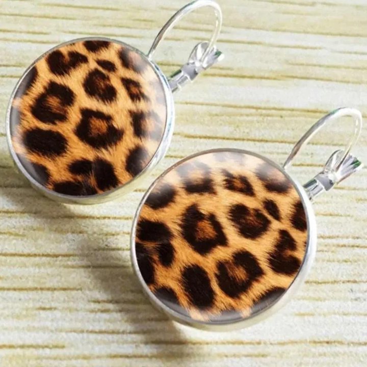 Серьги ❤️ принт Леопард 