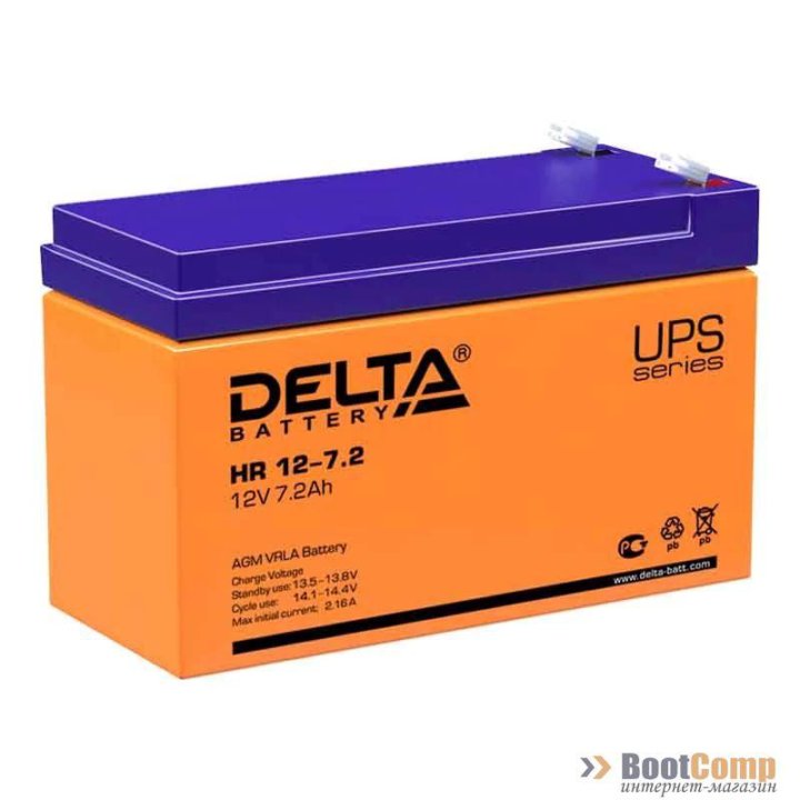 Батарея 12V/ 7,2Ah DELTA HR 12-7.2 клеммы F2