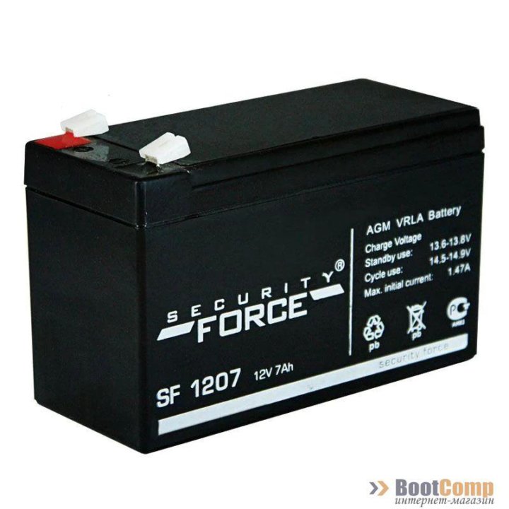 Батарея 12V/ 7,0Ah SECURITY FORCE SF 1207 клеммы F1