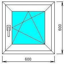 Окно пластиковое пвх 600х600 мм, новое