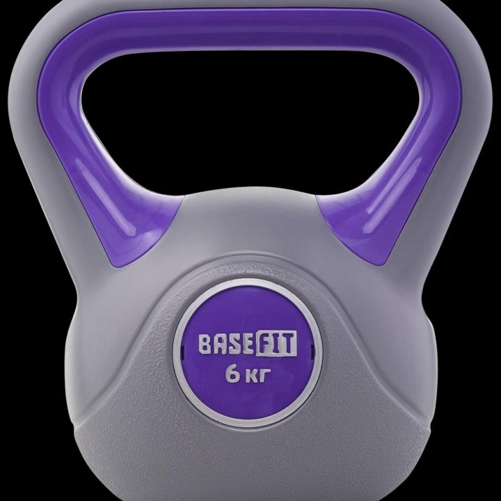 Гиря 6 кг BASEFIT пластик серый фиолетовый