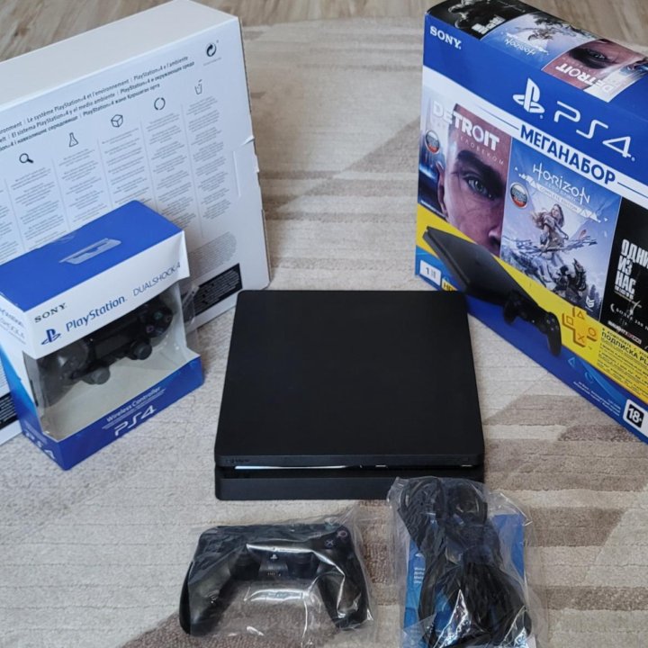 PS4 Slim +2 геймпада + игры! Гарантия 1год