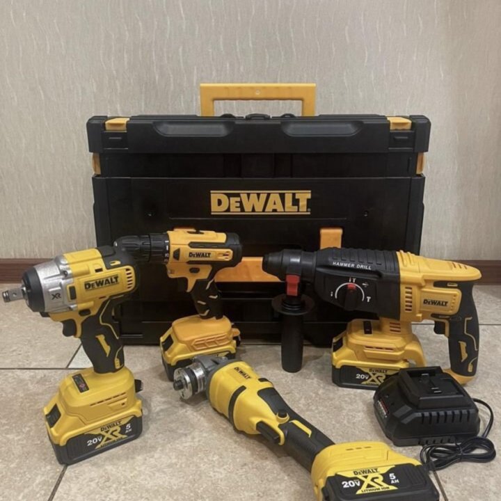 Набор 4в1 DeWalt Аккум УШМ +Шур+Перф+ Гайковерт