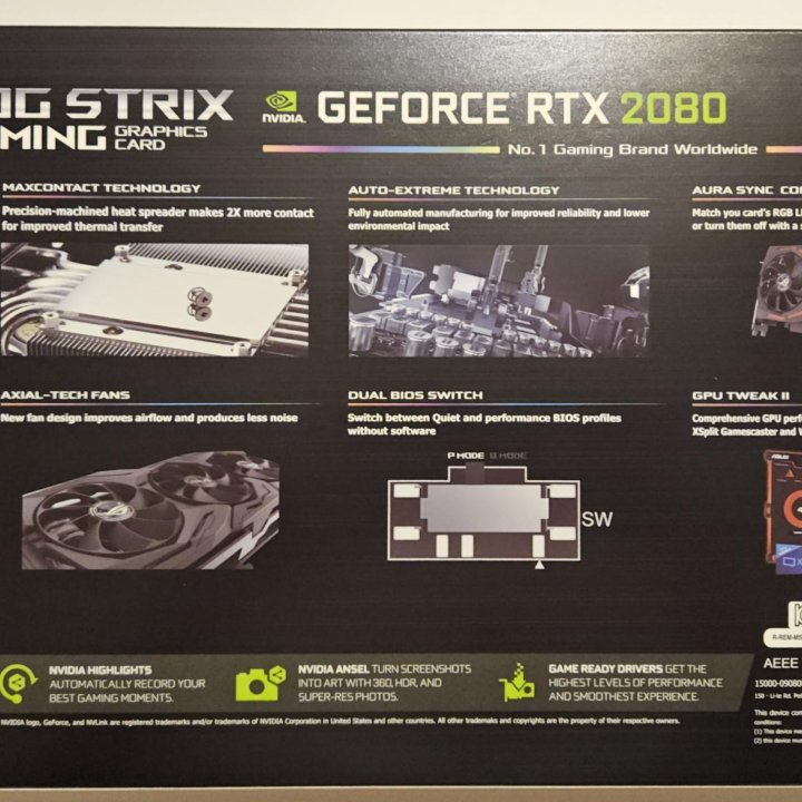 Видеокарта ROG strix RTX 2080 O8G gaming