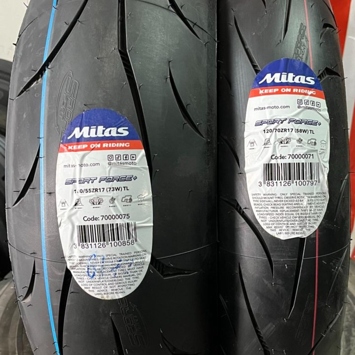 Мотошины 120/70R17 и 180/55R17 Mitas SportForce +