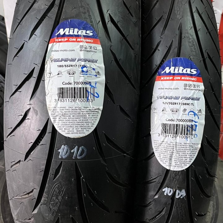 Мотошины 120/70R17 и 180/55R17 Mitas Touring Force