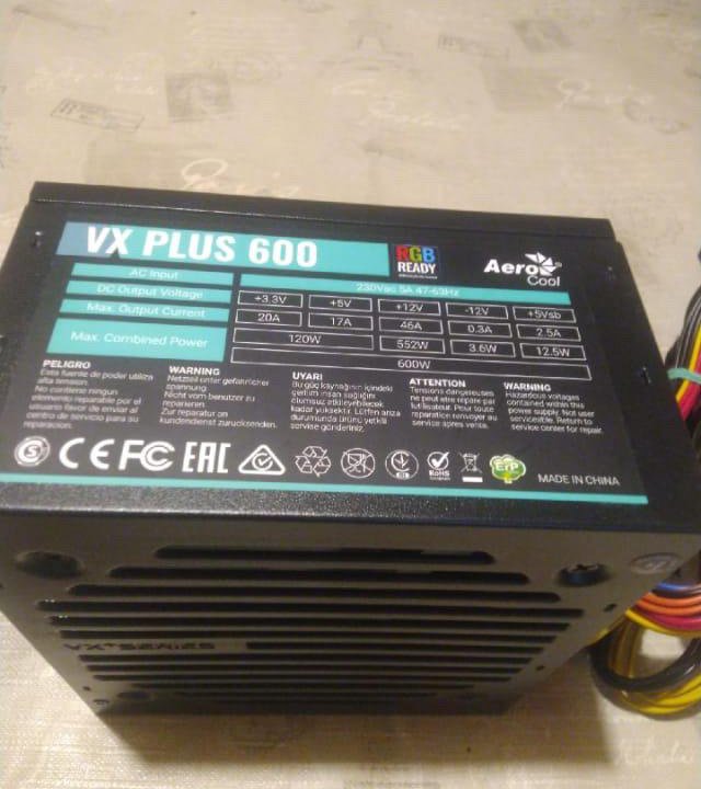 Блок питания для ПК. Aero Cool VX Plus 600w