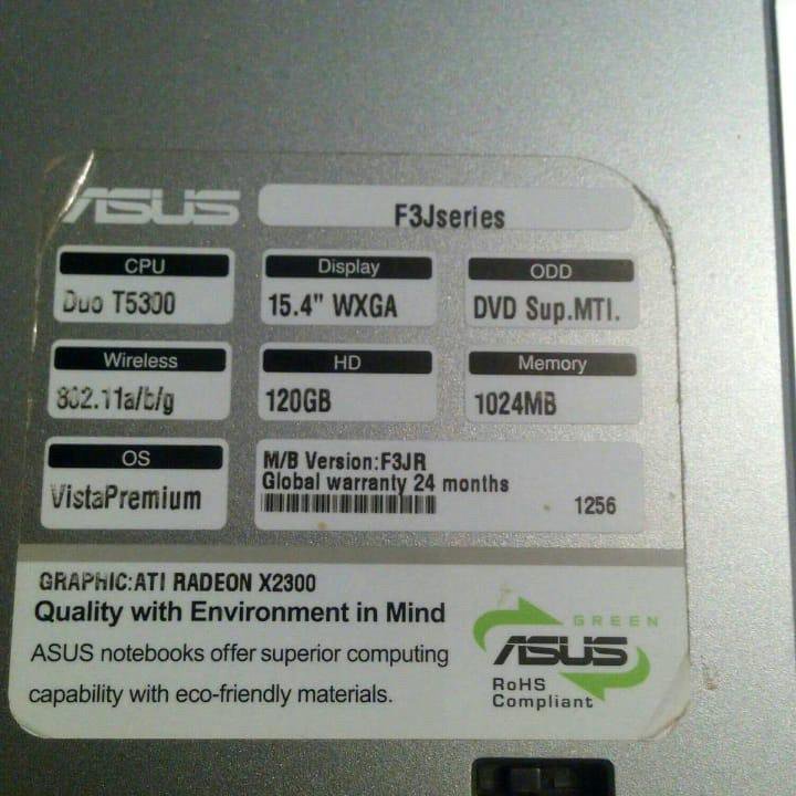 Ноутбук Рабочий ASUS F3J. В хорошем состоянии