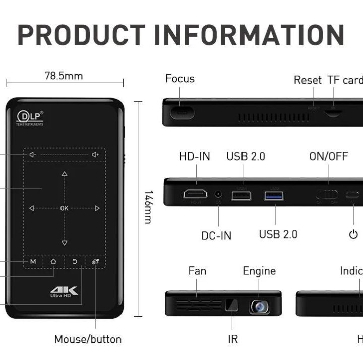 Мини проектор DLP P09 Android Smart Wi-Fi