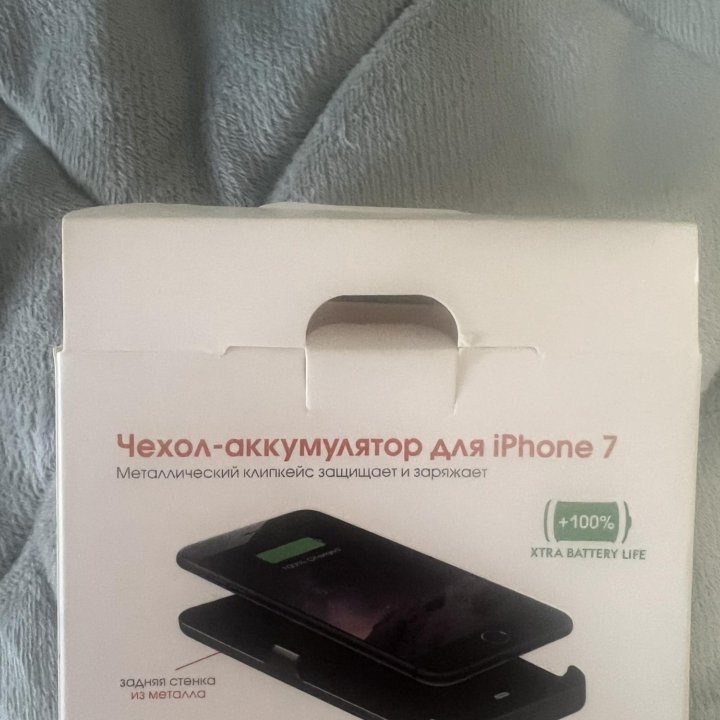 Чехол аккумулятор iPhone 7 8 черный Interstep