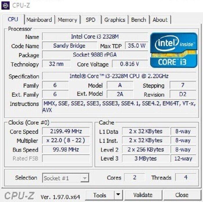 Проц Intel Core i3 2328M G2 PGA988 в отличн сост