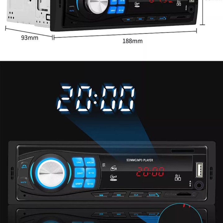 Магнитола 1 Din. Bluetooth. AUX. USB. Micro-SD