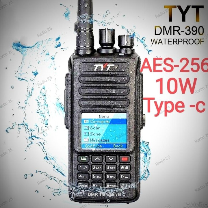 Цифровая рация TYT MD-UV390 PLUS 10W / DMR AES-256