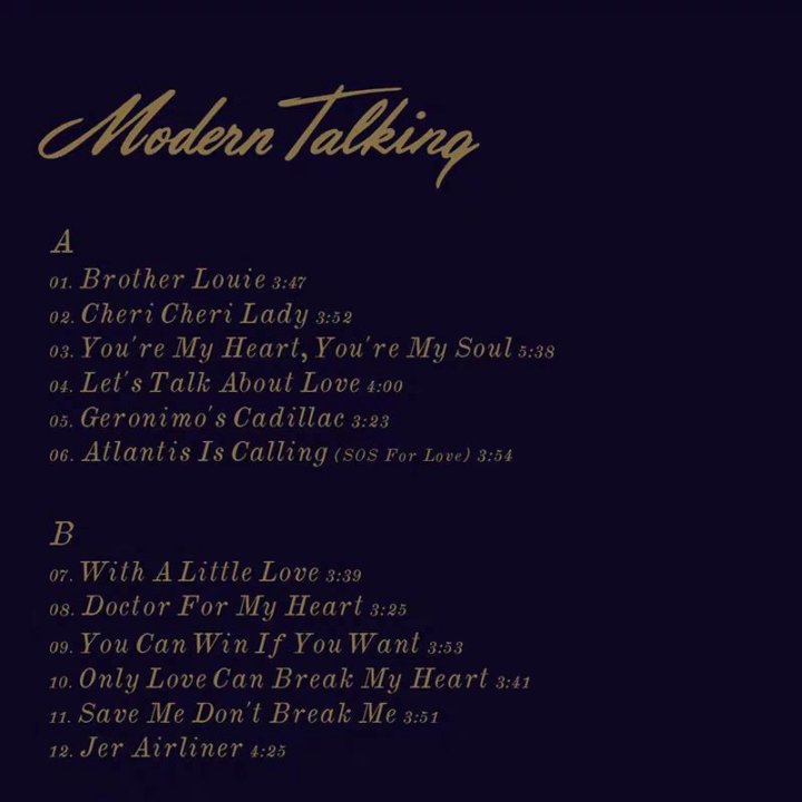 «Modern Talking - Greatest Hits» LP