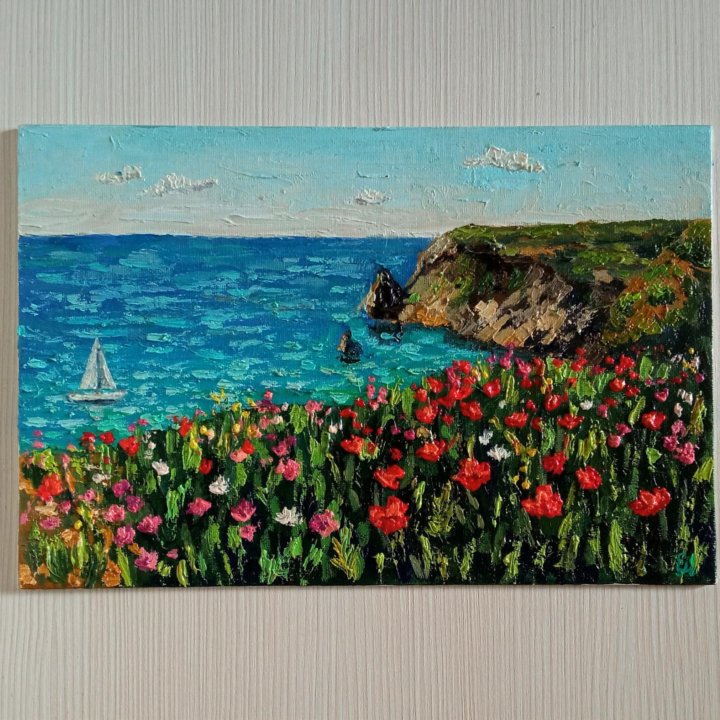 Картина с Крымским пейзажем, 20*30 см.