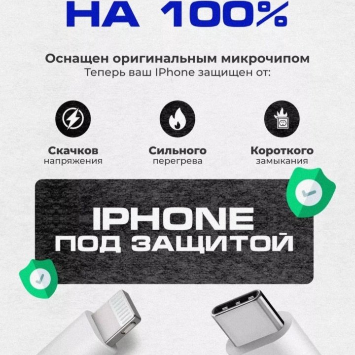 Зарядка на iPhone + провод Apple Type-C