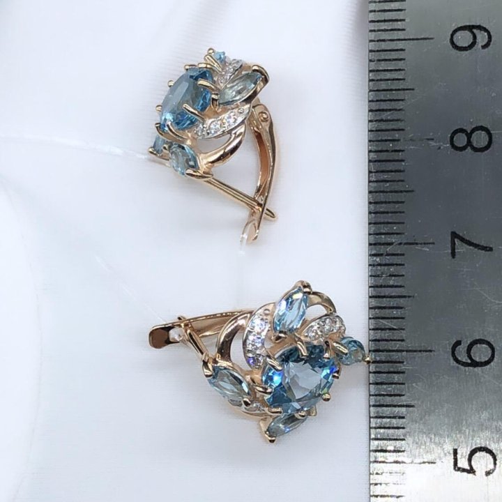 Золотые серьги с топазами Арт 2925 от Diamant