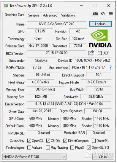 Nvidia GeForce GT 240