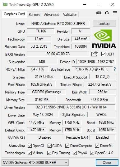 MSI RTX 2060 Super Ventus GP OC