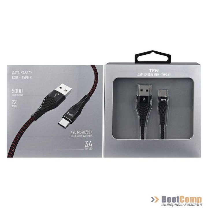 Кабель TFN USB Type-C - USB, 1 метр, черный (TFN-CFZUSBCUSB1MBK)