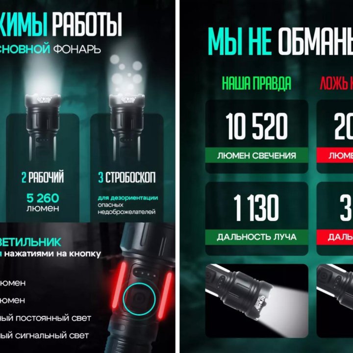 Фонарь аккумуляторный светодиодный c Power Bank