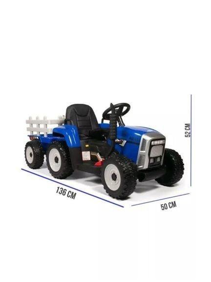 Электромобиль синий трактор с прицепом