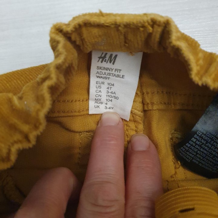 Брюки вельвет H&M на девочку 98-104