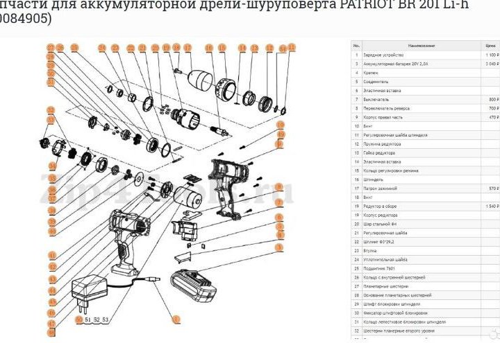 Дрель шуруповерт Patriot BR201Li