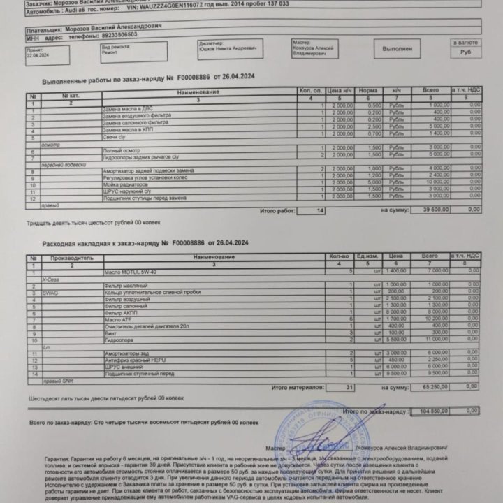 Audi A6, 2014