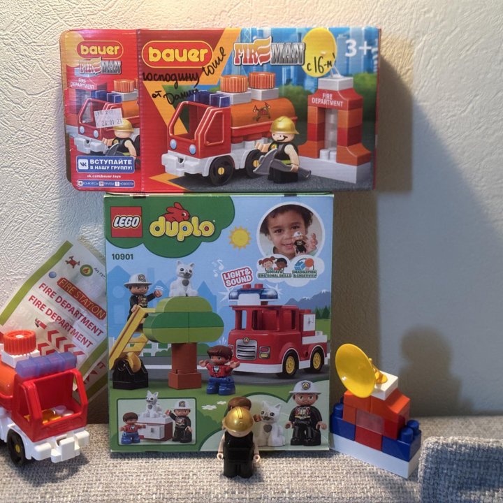 Лего Duplo, пожарный+ китайский набор пожарный 2в1