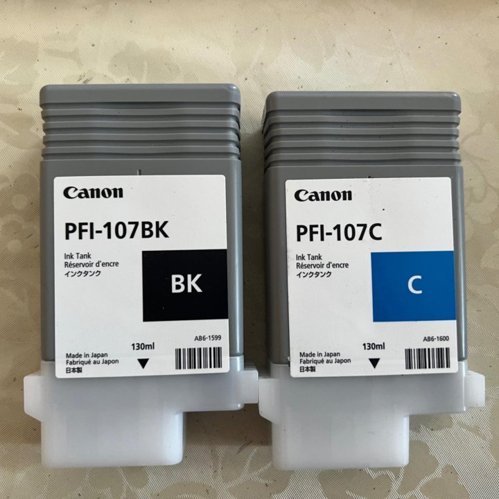 Картридж Canon PFI-107С, синий и PFI-107ВК, черный