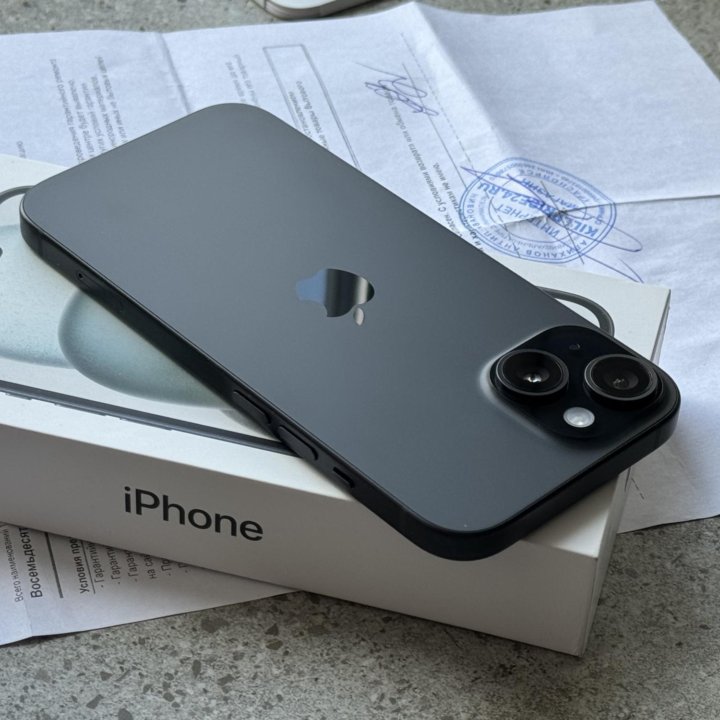 100% АКБ. iPhone 15 128Gb. Чек. Гарантия